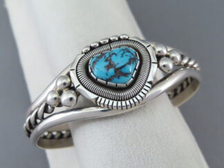 Lone Mountain Turquoise Bracelet Cuff by Native American Jewelry Artist, Will Vandever $895- FOR SALE