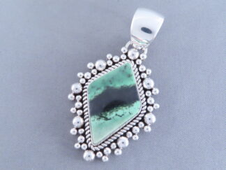 Shop Native American Jewelry - Green Garnet Pendant by Navajo Indian jeweler, Artie Yellowhorse $565- FOR SALE