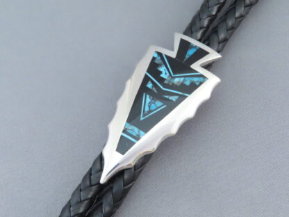 Inlaid Black Jade & Turquoise Inlay Bolo Tie – Fine Inlay!