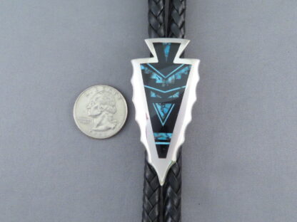 Inlaid Black Jade & Turquoise Inlay Bolo Tie – Fine Inlay!