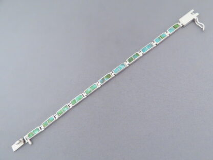 Green Turquoise Inlay Link Bracelet (smaller)