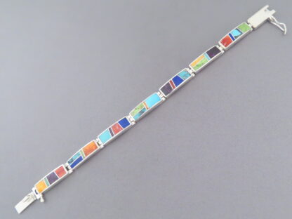 Inlaid Multi-Color Link Bracelet