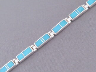 Turquoise Inlay Link Bracelet (more dainty)