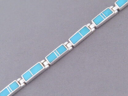 Turquoise Inlay Link Bracelet (more dainty)