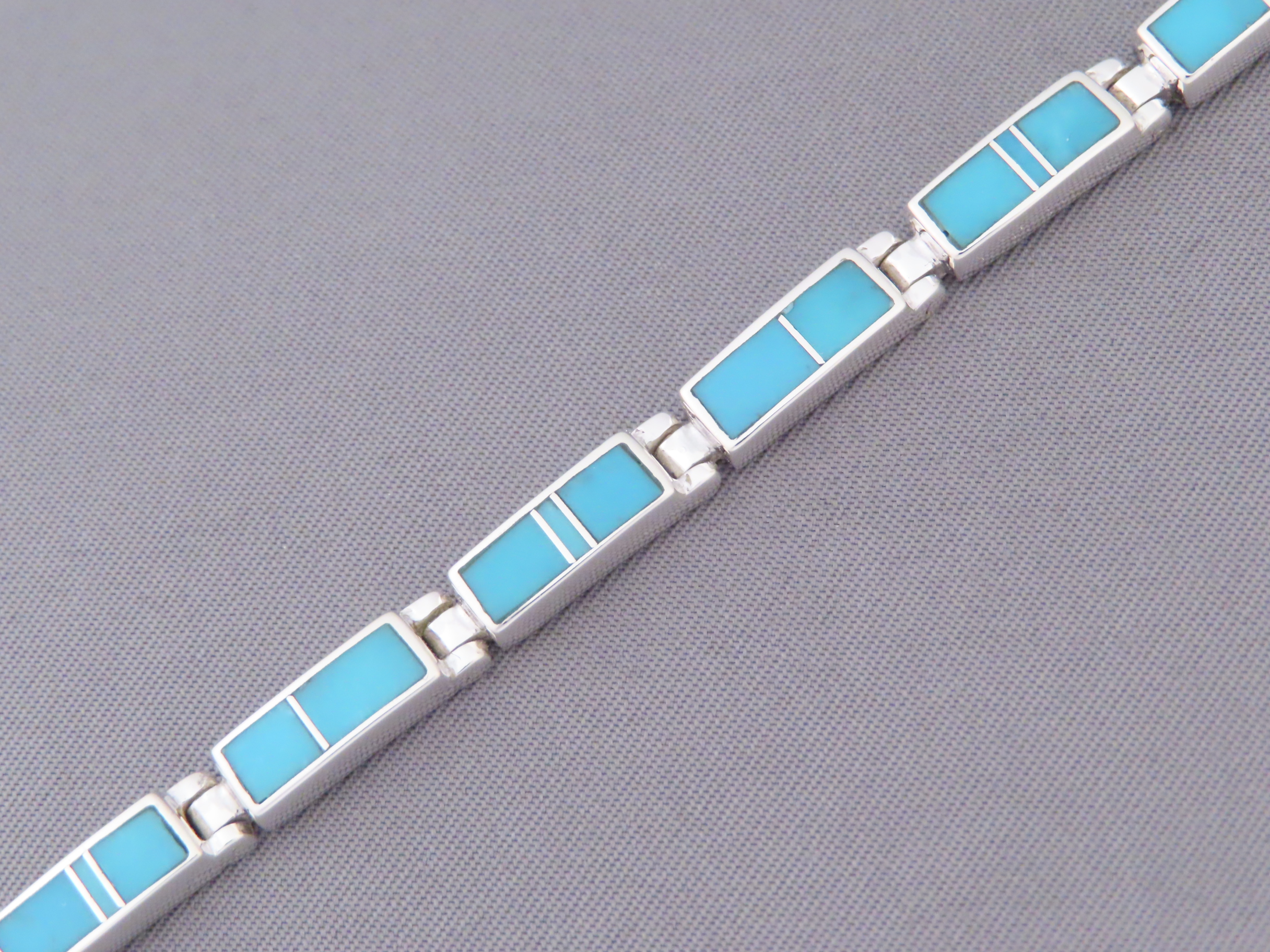 Turquoise Inlay Link Bracelet (more dainty)