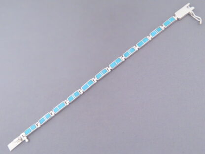 Turquoise Inlay Link Bracelet (more dainty)