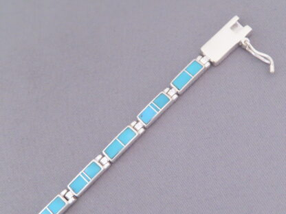 Turquoise Inlay Link Bracelet (more dainty)