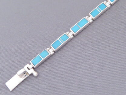 Turquoise Inlay Link Bracelet (more dainty)