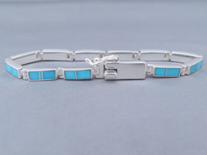 Turquoise Inlay Link Bracelet (more dainty)