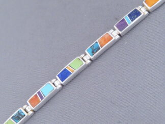 Inlaid Multi-Color Link Bracelet (more dainty)