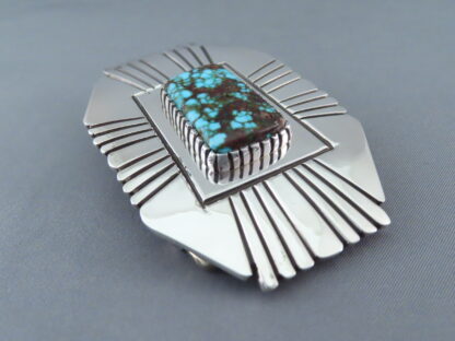 Kingman Turquoise Belt Buckle by Leonard Nez
