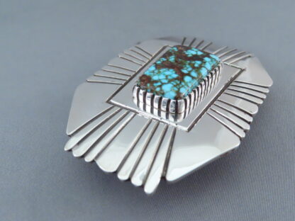 Kingman Turquoise Belt Buckle by Leonard Nez