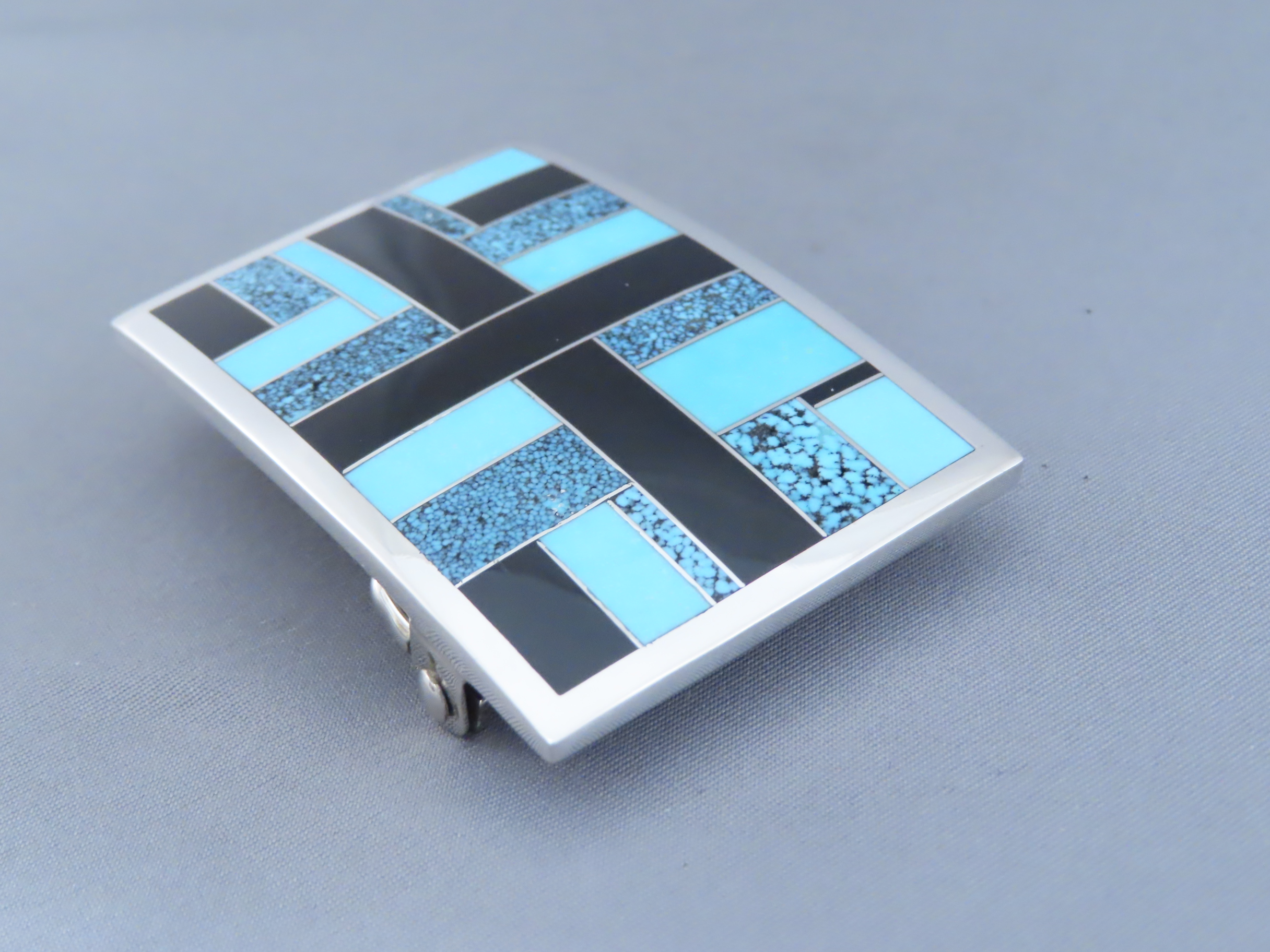 Black Jade & Turquoise Inlay Belt Buckle