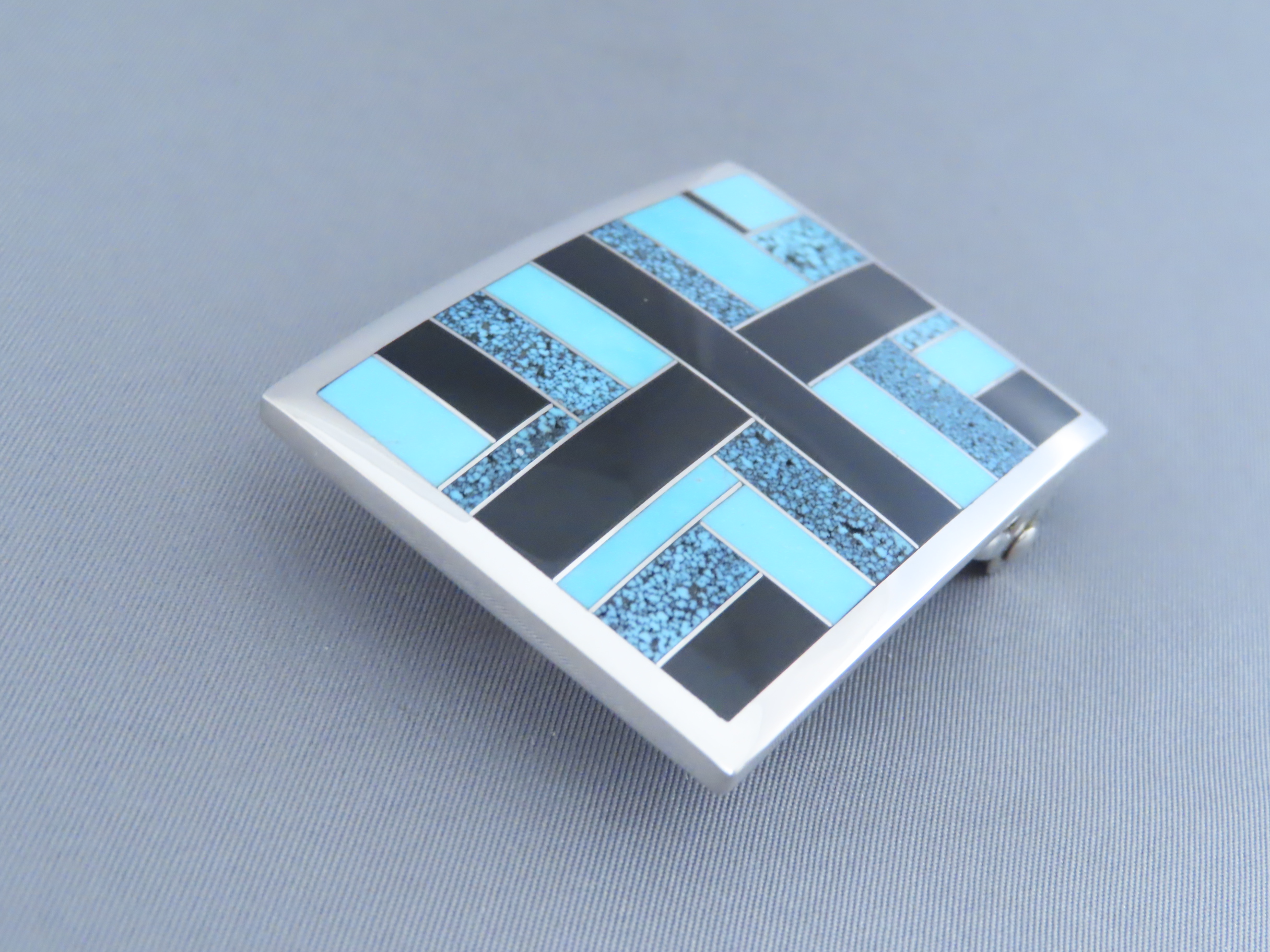 Black Jade & Turquoise Inlay Belt Buckle