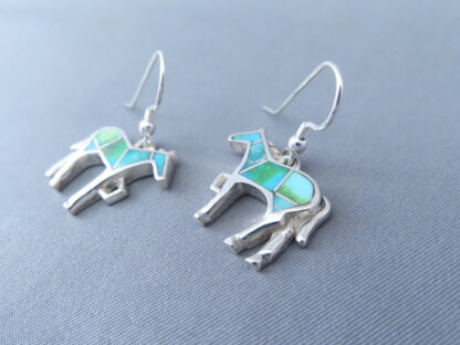 Green Turquoise Inlay HORSE Earrings