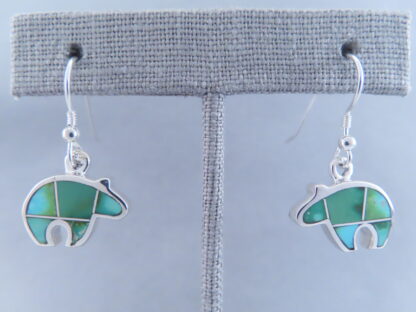 Sonoran Gold Turquoise Inlay BEAR Earrings