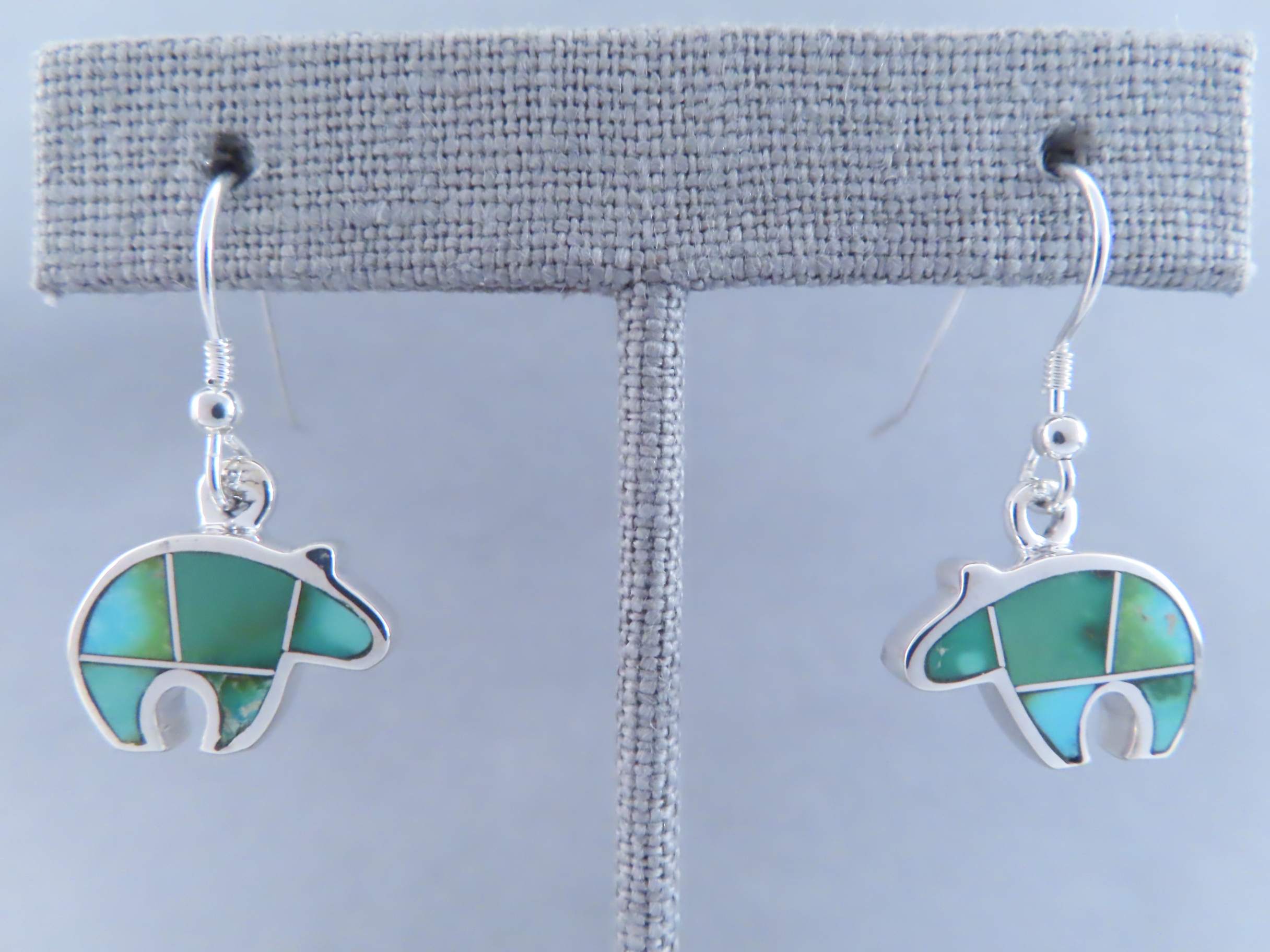 Sonoran Gold Turquoise Inlay BEAR Earrings