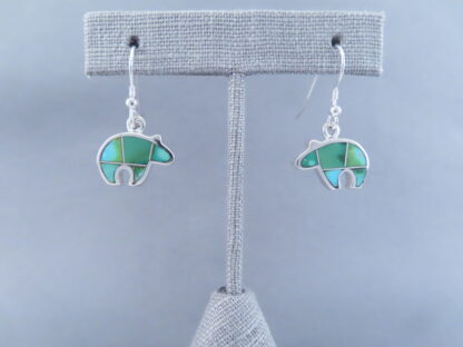 Sonoran Gold Turquoise Inlay BEAR Earrings