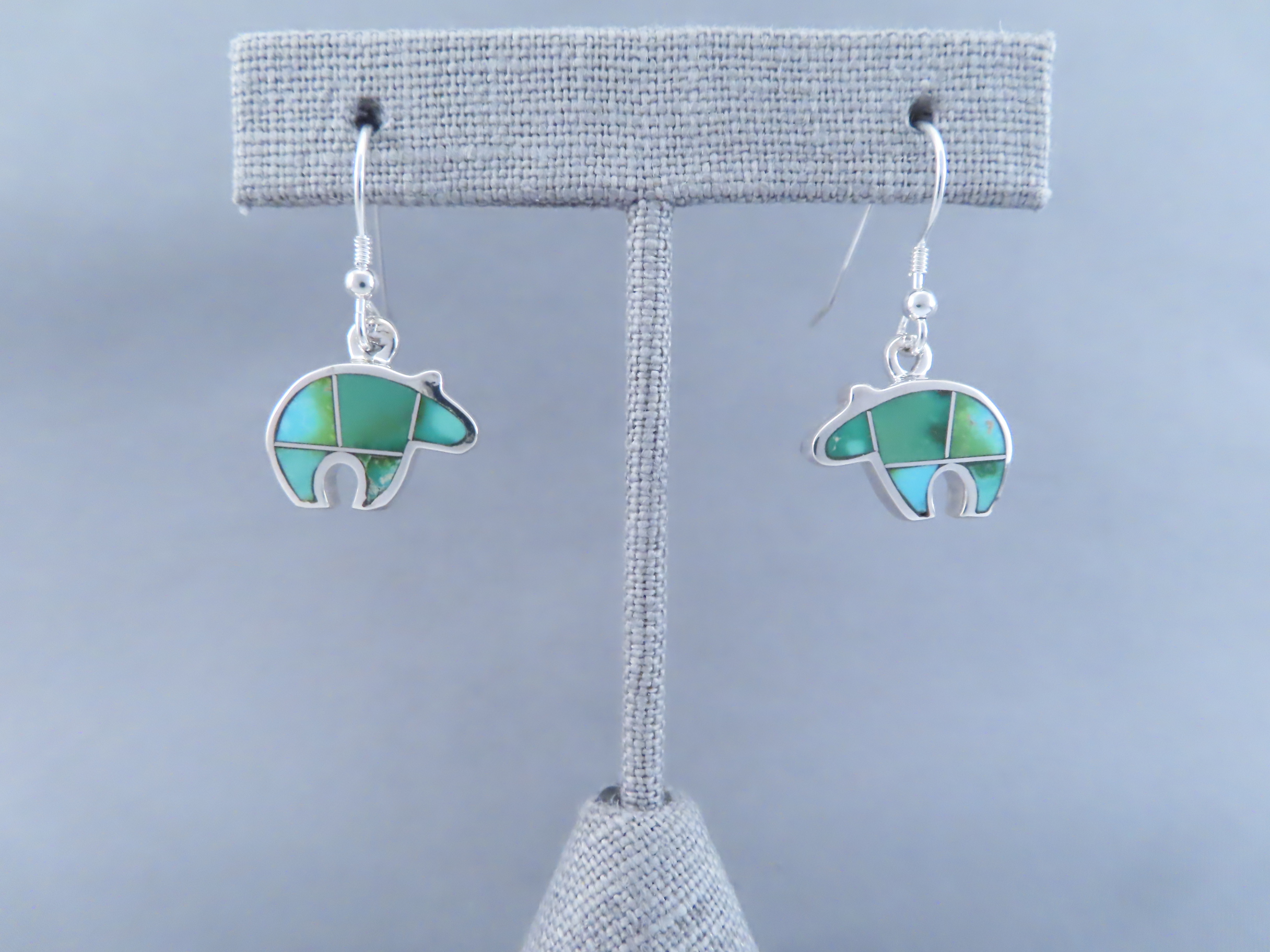 Sonoran Gold Turquoise Inlay BEAR Earrings