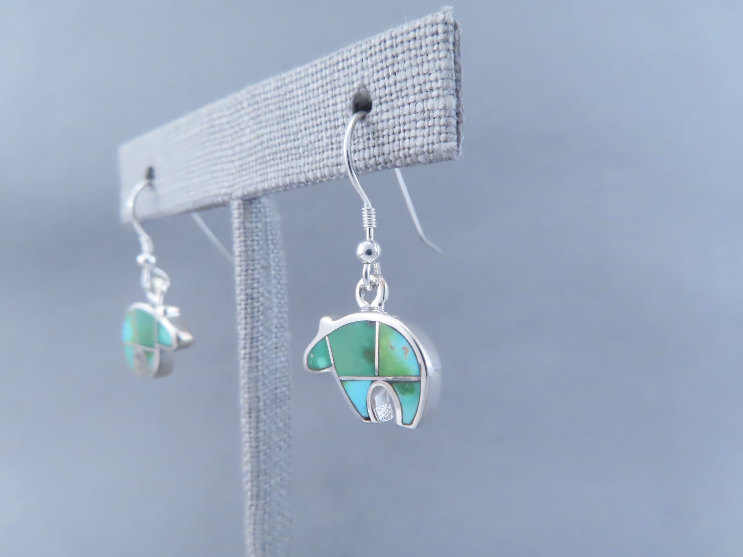 Sonoran Gold Turquoise Inlay BEAR Earrings