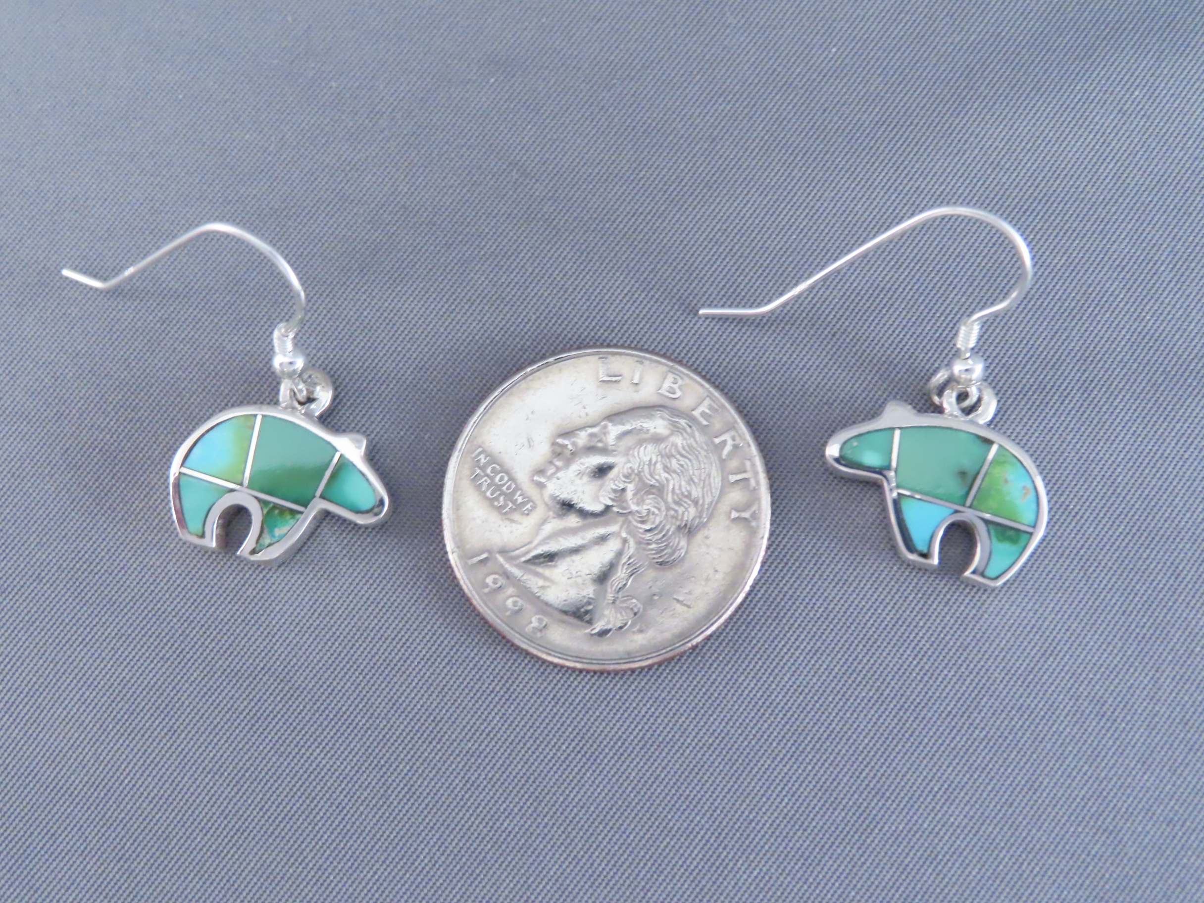 Sonoran Gold Turquoise Inlay BEAR Earrings