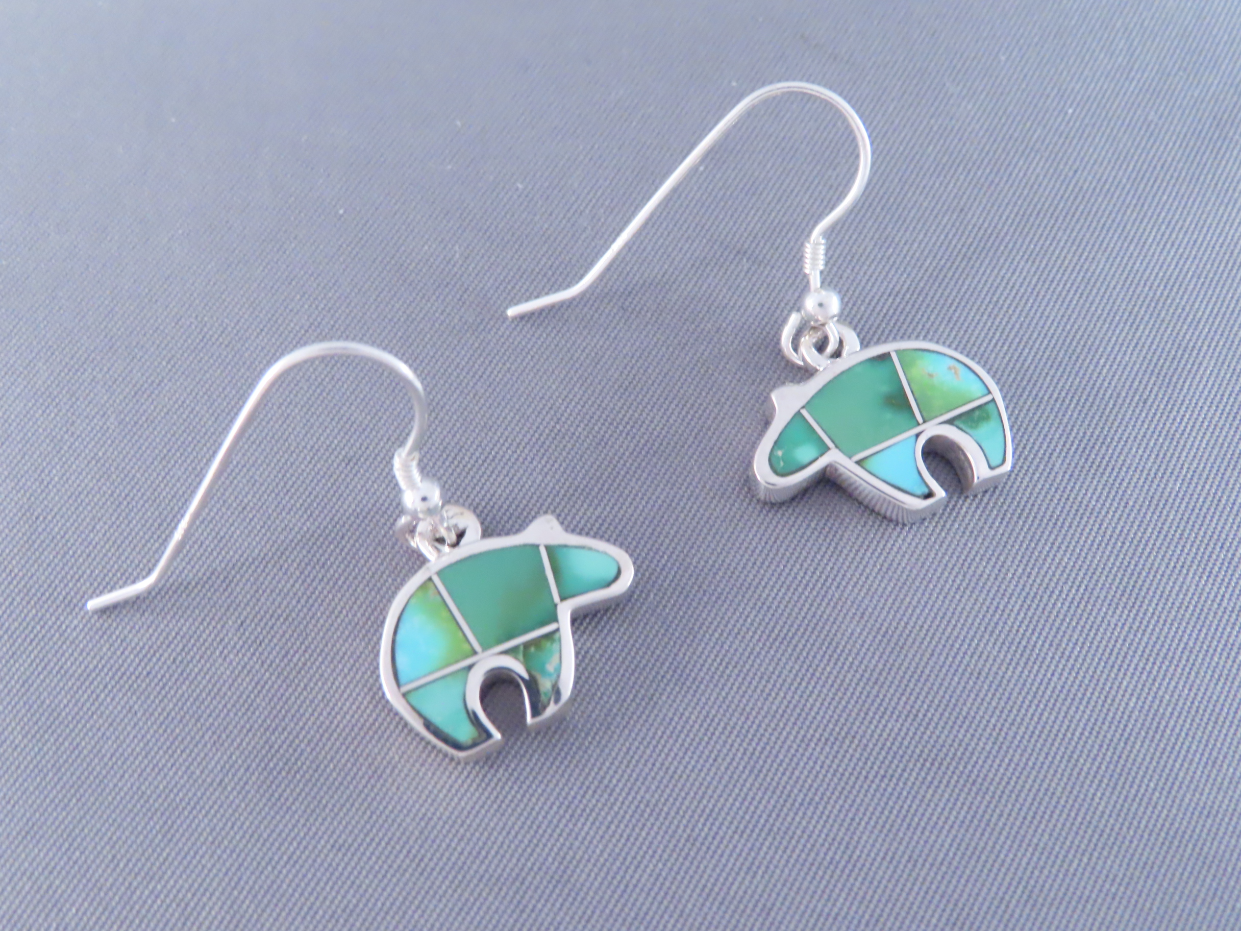 Sonoran Gold Turquoise Inlay BEAR Earrings