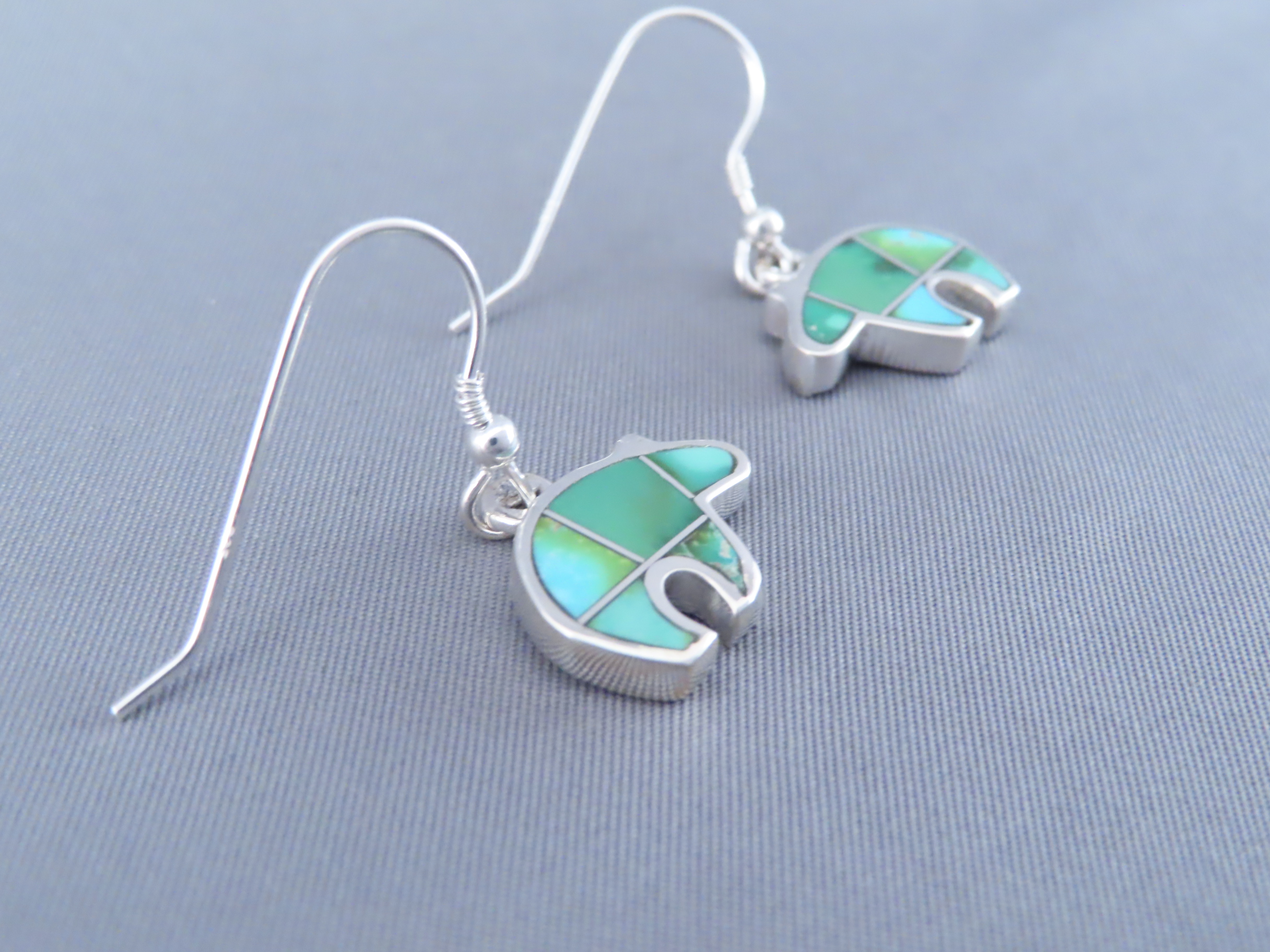 Sonoran Gold Turquoise Inlay BEAR Earrings