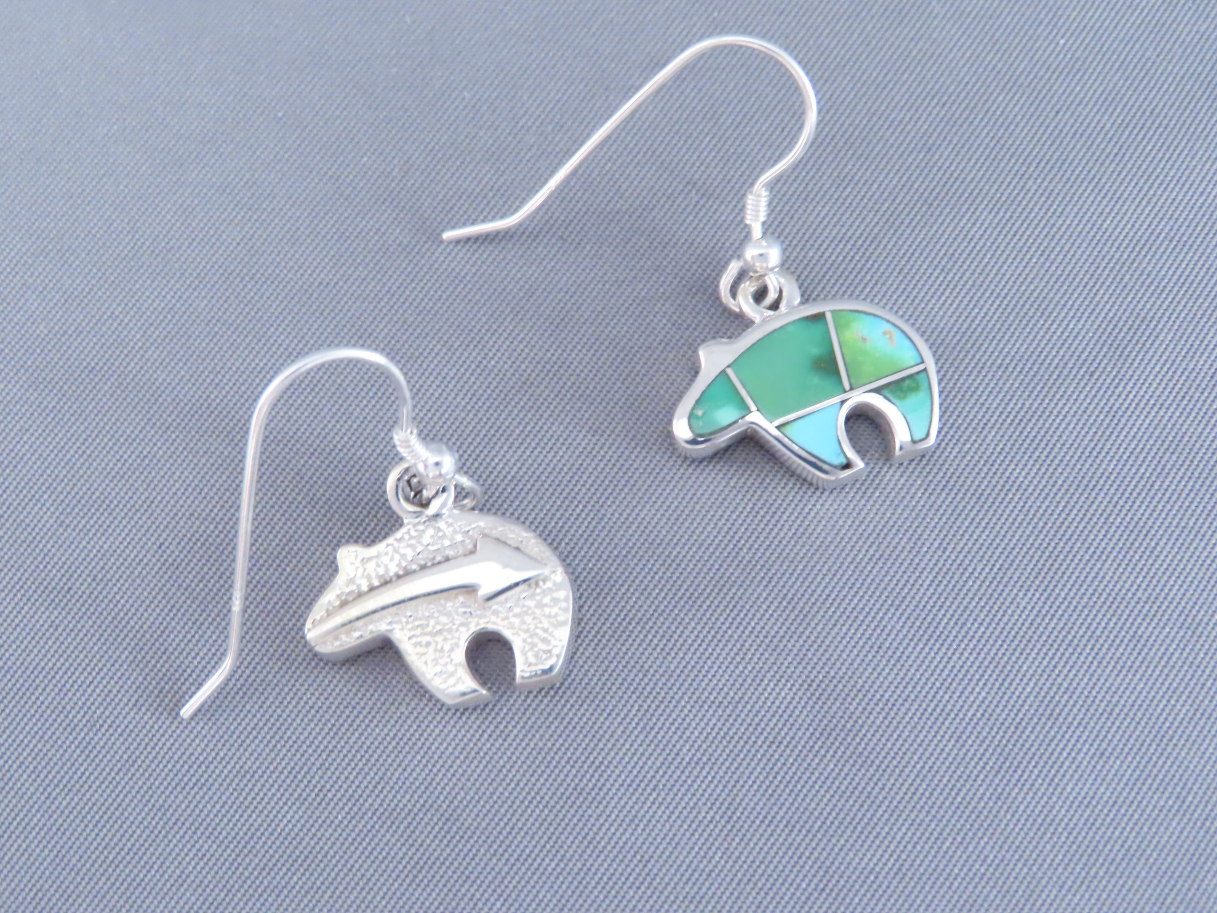 Sonoran Gold Turquoise Inlay BEAR Earrings