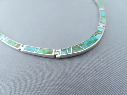 Green Turquoise Inlay & Sterling Silver Necklace