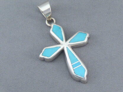 Turquoise Inlay Cross Pendant – Medium Size