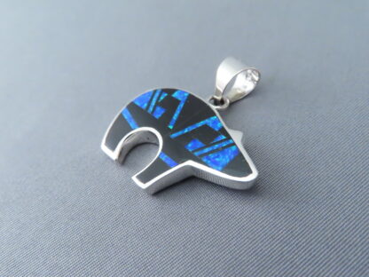 Bear Pendant Featuring Black Jade & Opal