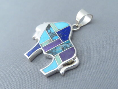Inlaid Multi-Stone Bison Pendant – Inlay Buffalo