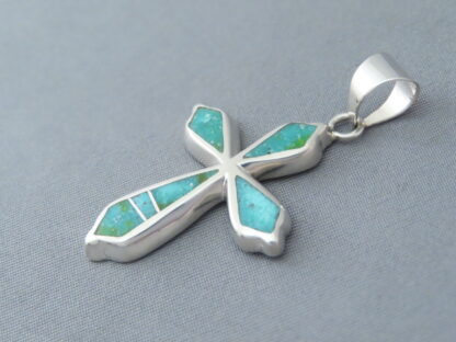 Green Turquoise Inlay Cross Pendant