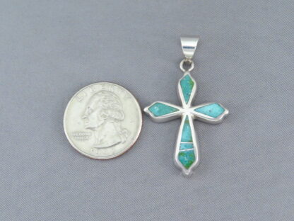 Green Turquoise Inlay Cross Pendant