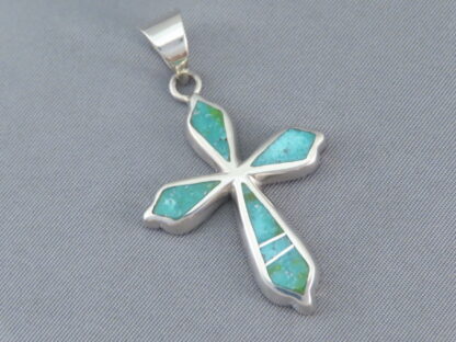 Green Turquoise Inlay Cross Pendant