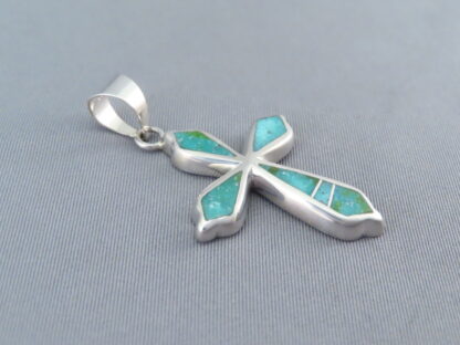 Green Turquoise Inlay Cross Pendant