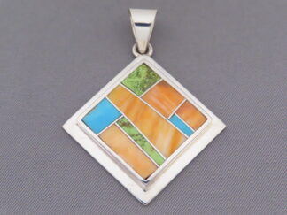 Colorful Multi-Stone Inlay Pendant