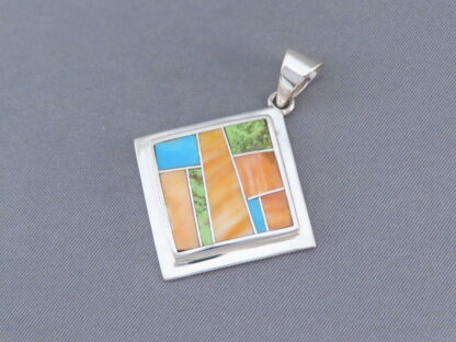 Colorful Multi-Stone Inlay Pendant