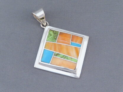 Colorful Multi-Stone Inlay Pendant
