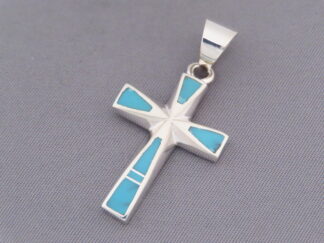 Turquoise Inlay Cross Pendant