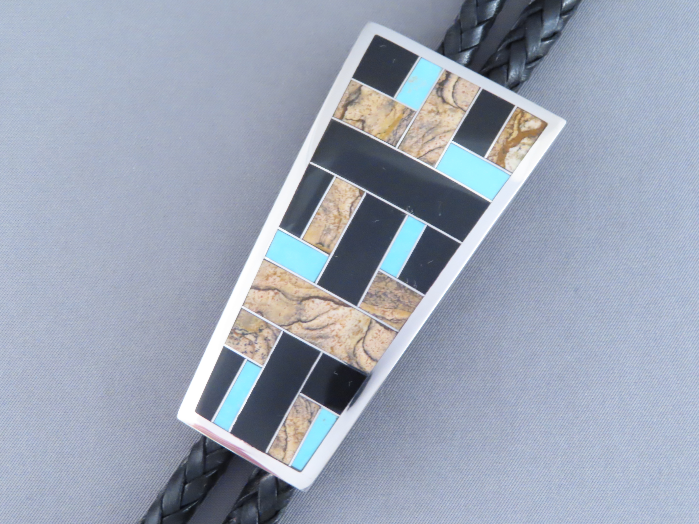 Multi-Stone Inlay Bolo Tie
