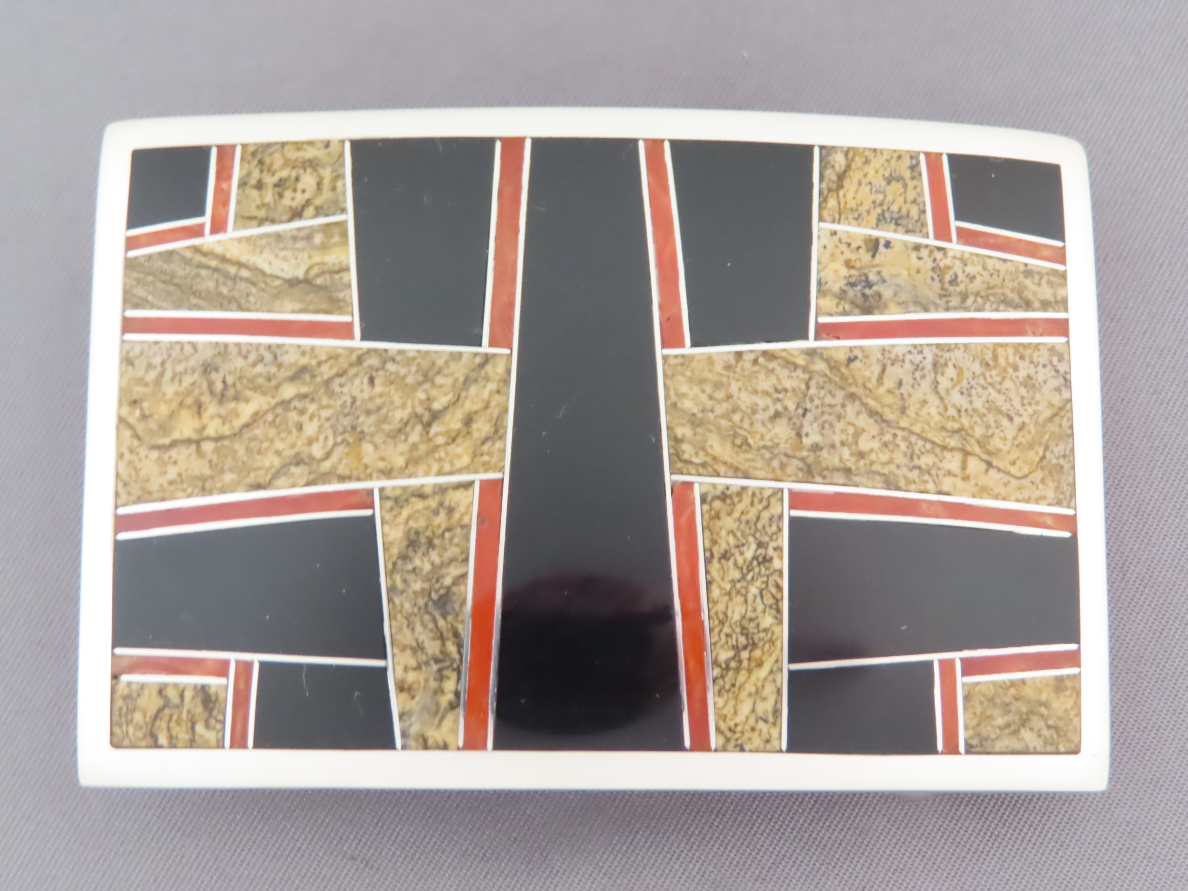 Multi-Stone Inlay Belt Buckle Featuring Coral