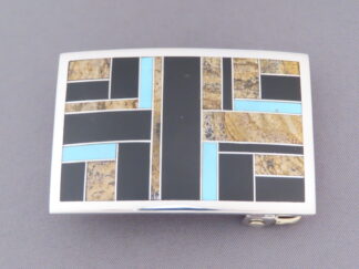 Multi-Stone Inlay Belt Buckle featuring Turquoise