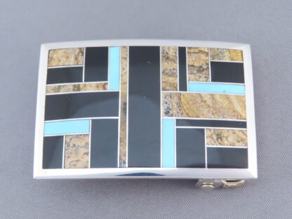 Multi-Stone Inlay Belt Buckle featuring Turquoise