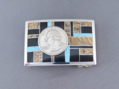 Multi-Stone Inlay Belt Buckle featuring Turquoise