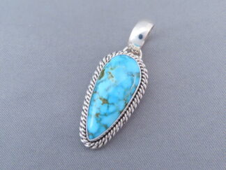 Slim Kingman Turquoise Pendant in Sterling Silver
