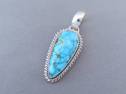 Slim Kingman Turquoise Pendant in Sterling Silver