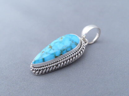 Slim Kingman Turquoise Pendant in Sterling Silver