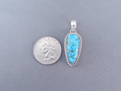 Slim Kingman Turquoise Pendant in Sterling Silver