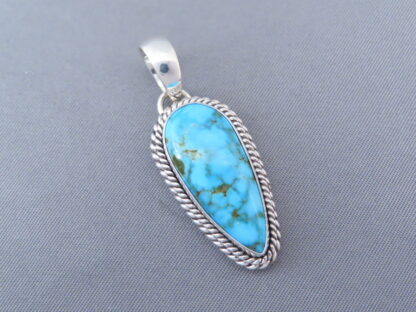 Slim Kingman Turquoise Pendant in Sterling Silver